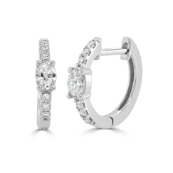 Zadok Collection Oval & Round Diamond Huggie Earrings
