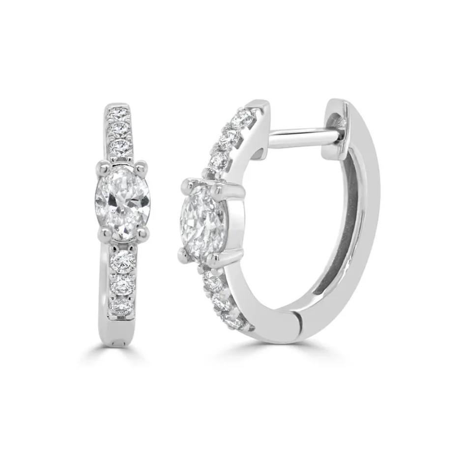 Zadok Collection Oval & Round Diamond Huggie Earrings