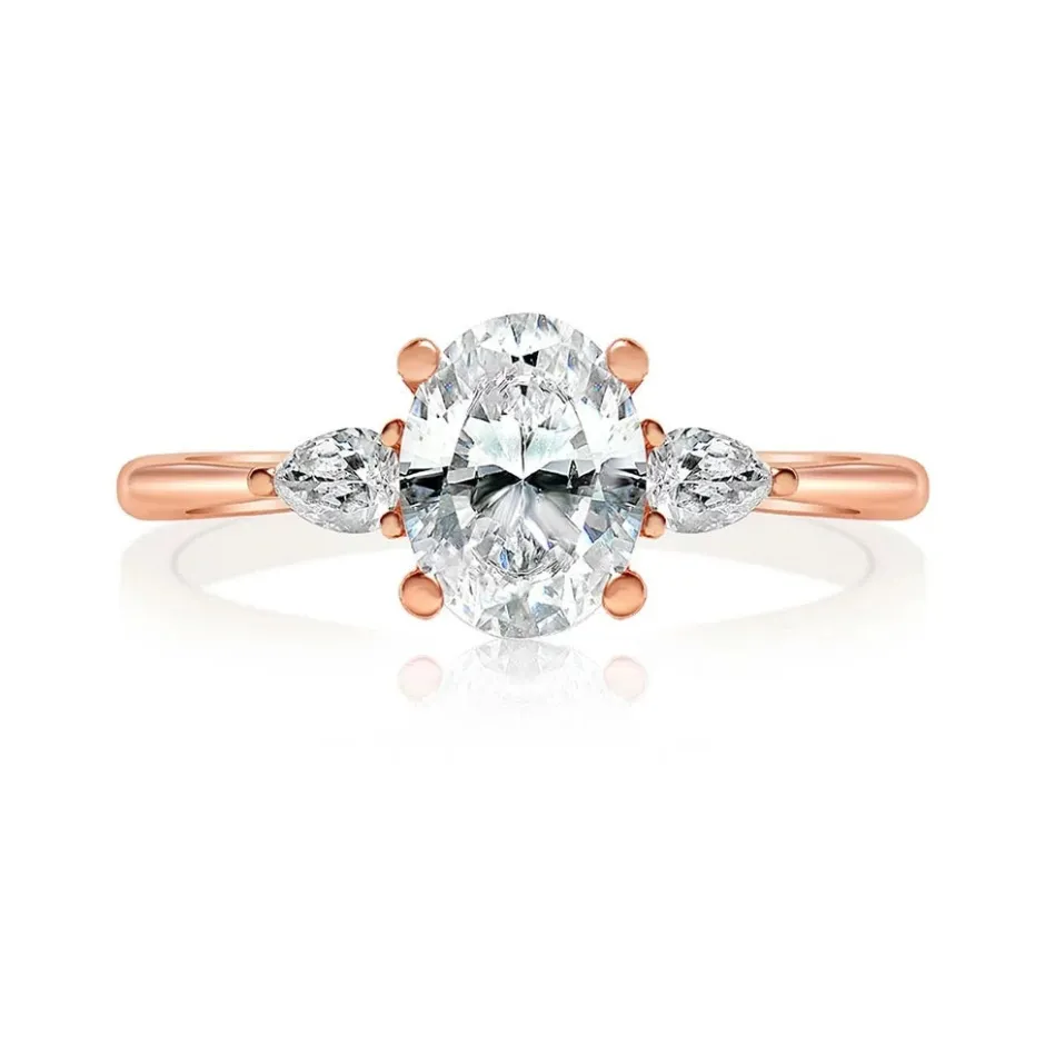 Zadok Collection Oval Diamond Pear Sidestones Engagement Ring