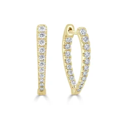 Zadok Collection Oval Huggie 0.75in Diamond Earrings 0.46ctw