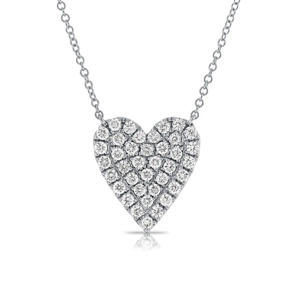 Zadok Collection Pave Diamond Heart 0.65ct Necklace