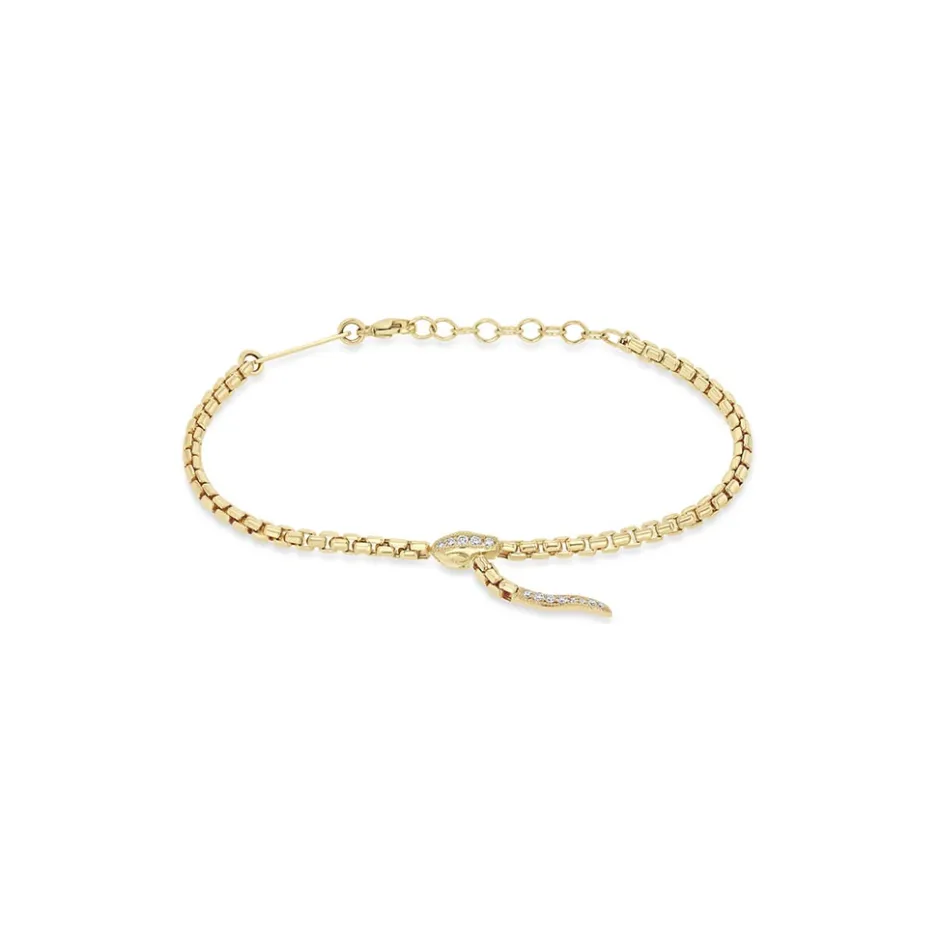 Zoe Chicco Pave Diamond Serpent Box Chain Bracelet