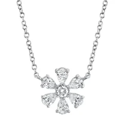 Zadok Collection Pear Flower 0.4in Diamond Pendant