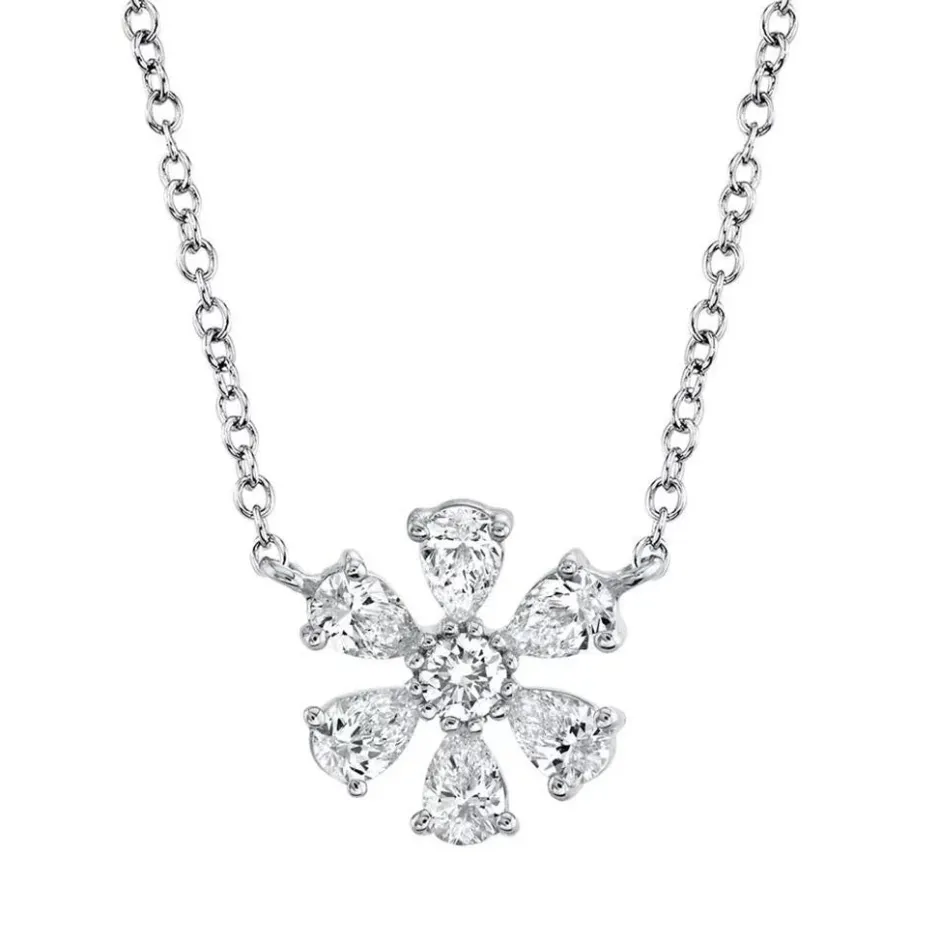 Zadok Collection Pear Flower 0.4in Diamond Pendant