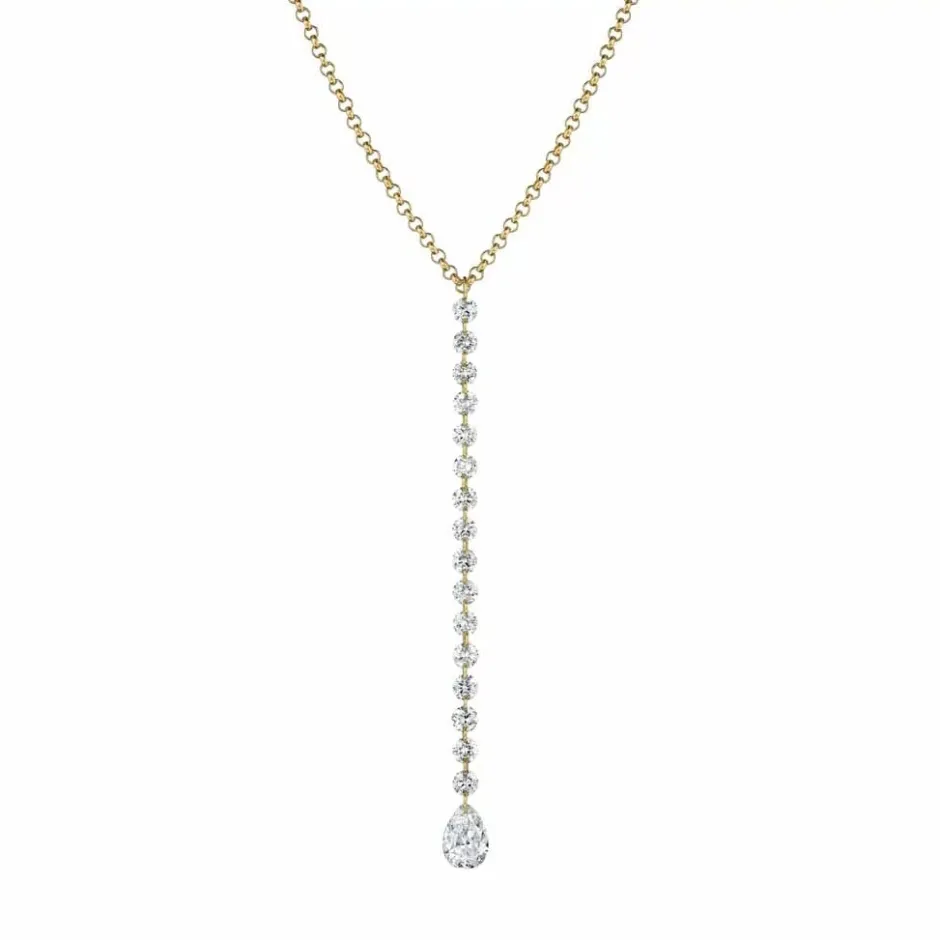 Zadok Collection Pear Round Diamond Pendant