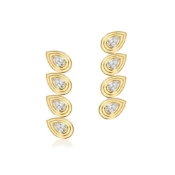 Phillips House Pear Shape Diamond Layered Flared Pear Four Drop Earrings