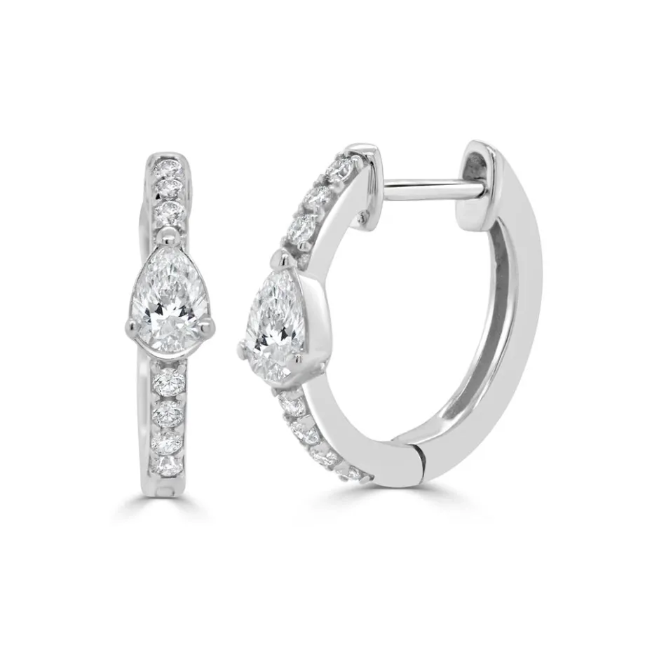 Zadok Collection Pear-Shape Diamond Huggie Earrings