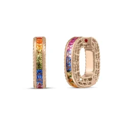 Roberto Coin Princess Multi Sapphire Square Hoop Earrings
