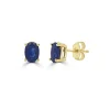 Zadok Collection 4 Prong Stud 0.5in Oval Blue Sapphire Earrings
