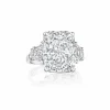 Zadok Collection Prong Trapizoid Baguette Diamond Engagement Ring for a 10ct Radiant