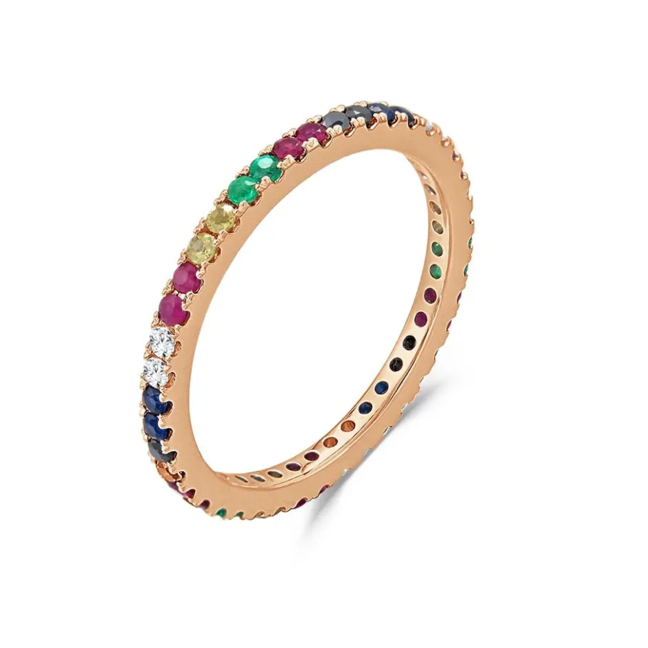 Zadok Collection Rainbow Sapphire And Diamond Eternity Ring