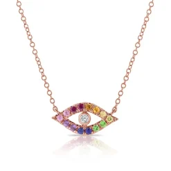 Zadok Collection Rainbow Sapphire Evil Eye Necklace
