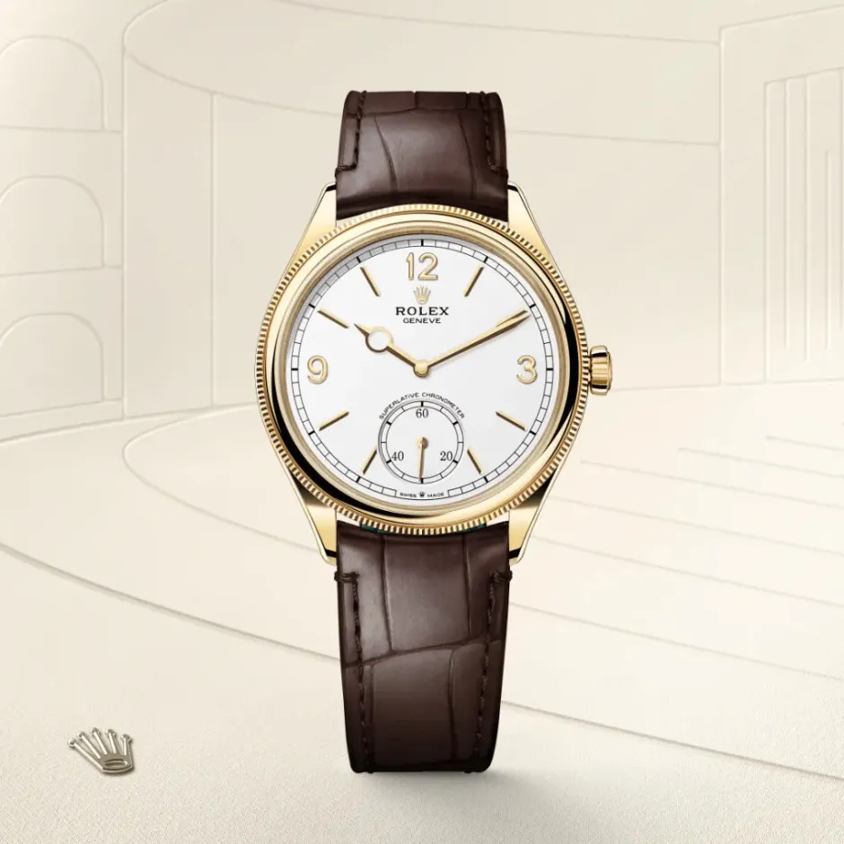 rolex 1908 39 mm, 18 ct yellow gold, polished finish M52508-0006
