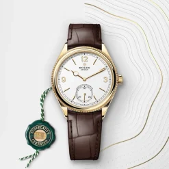 rolex 1908 39 mm, 18 ct yellow gold, polished finish M52508-0006