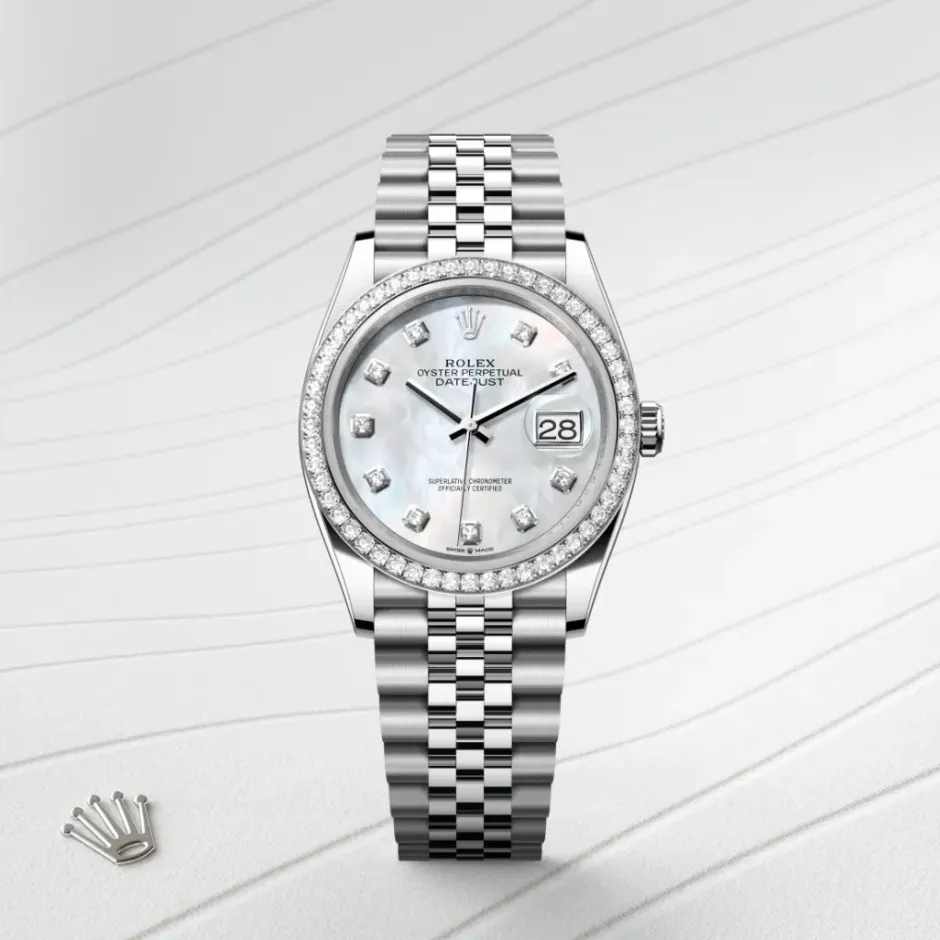 rolex Datejust 36 Oyster, 36 mm, Oystersteel, white gold and diamonds M126284RBR-0011