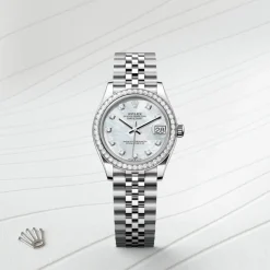 rolex Datejust 31 Oyster, 31 mm, Oystersteel, white gold and diamonds M278384RBR-0008