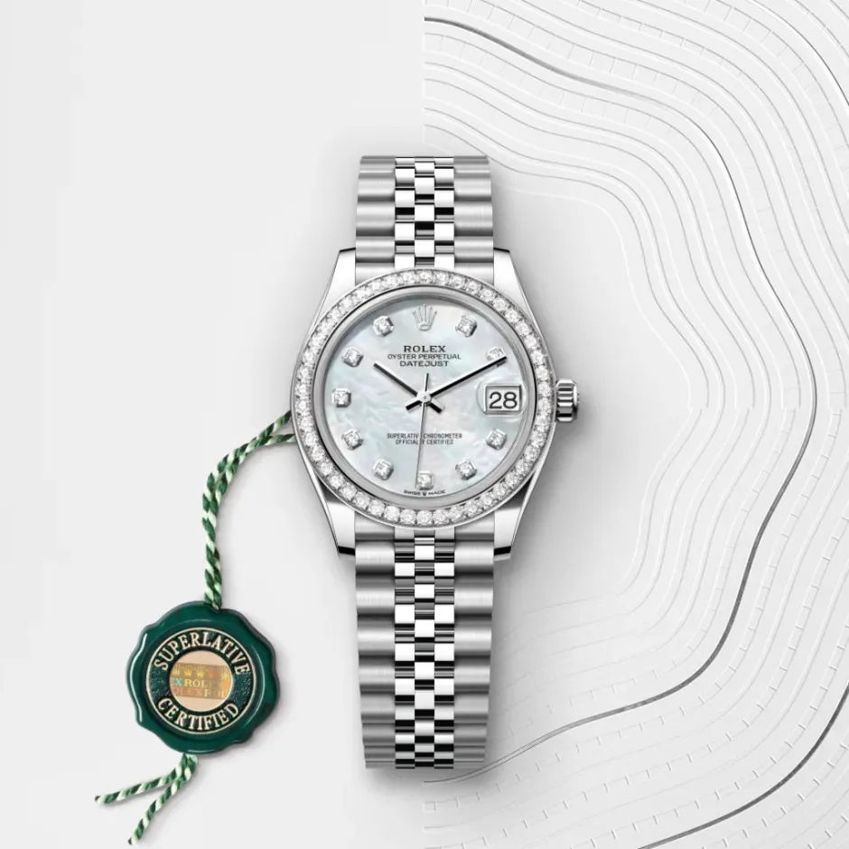 rolex Datejust 31 Oyster, 31 mm, Oystersteel, white gold and diamonds M278384RBR-0008