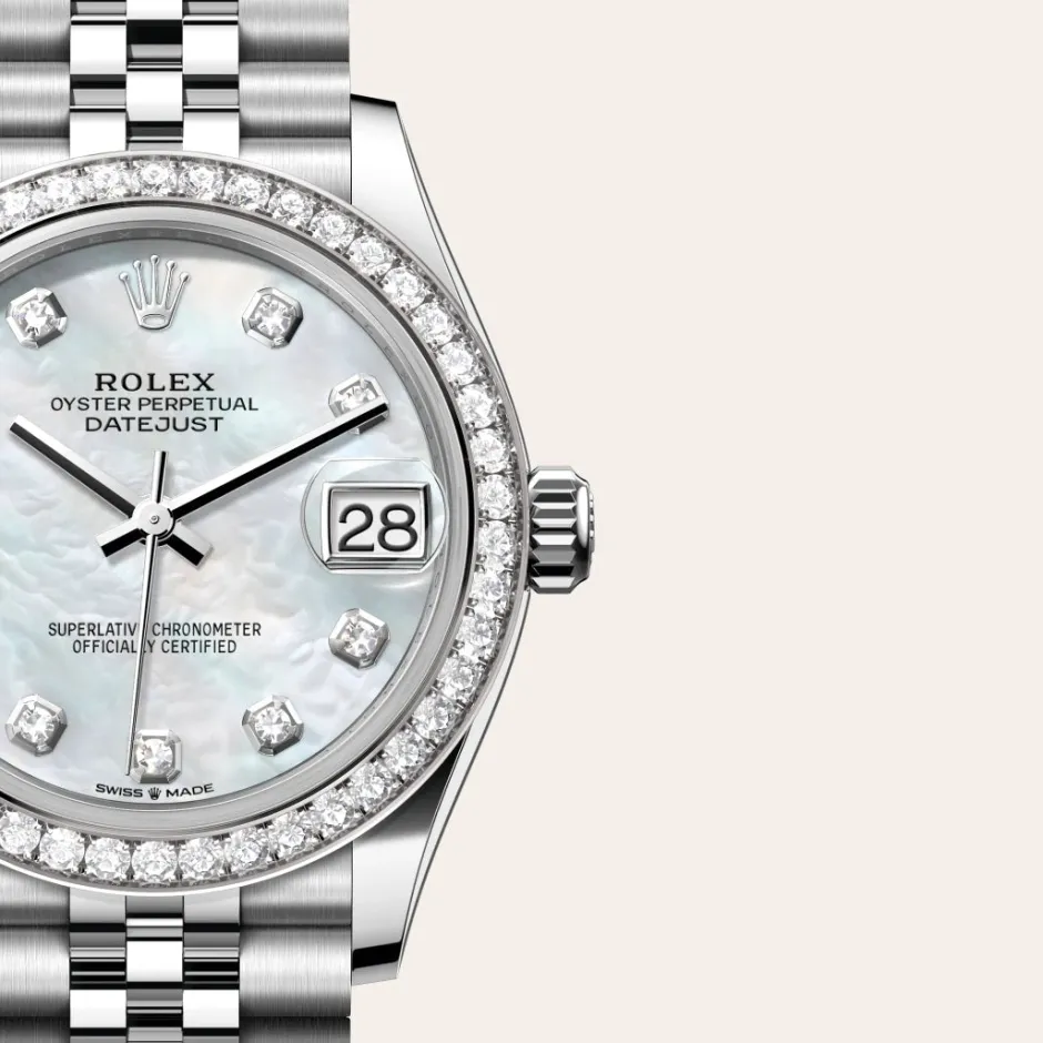 rolex Datejust 31 Oyster, 31 mm, Oystersteel, white gold and diamonds M278384RBR-0008