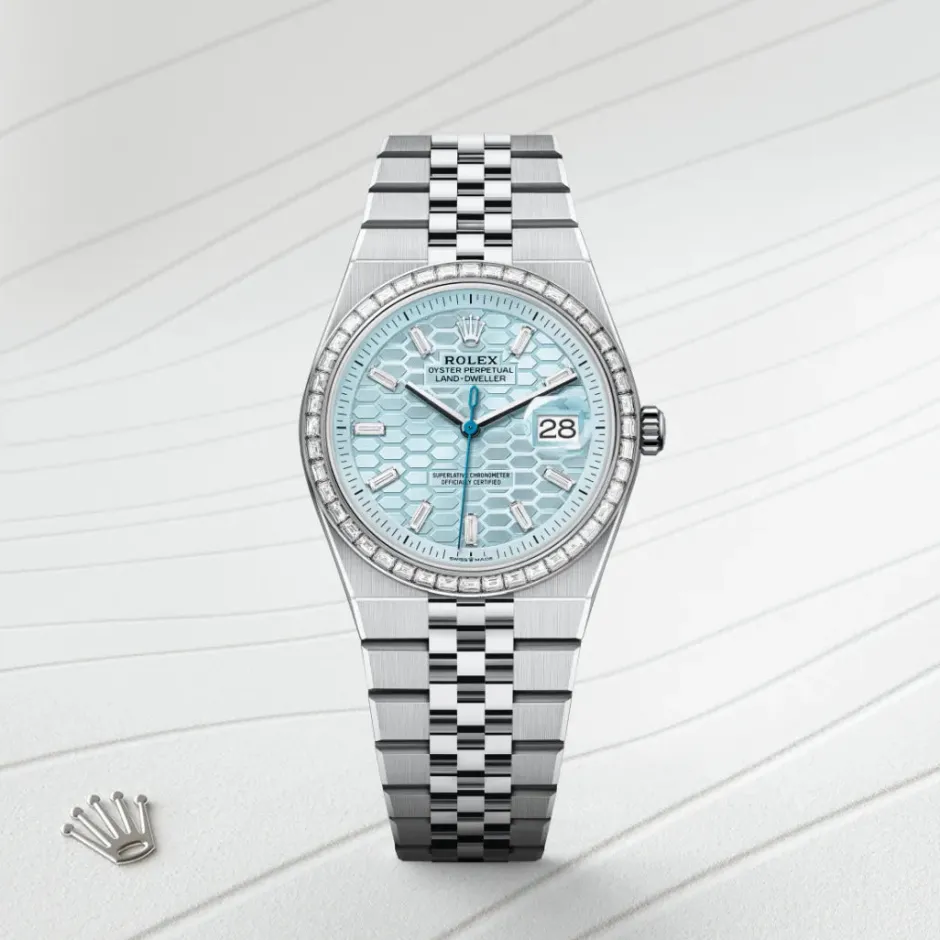 rolex Land-Dweller 36 Oyster, 36 mm, platinum and diamonds M127286TBR-0001