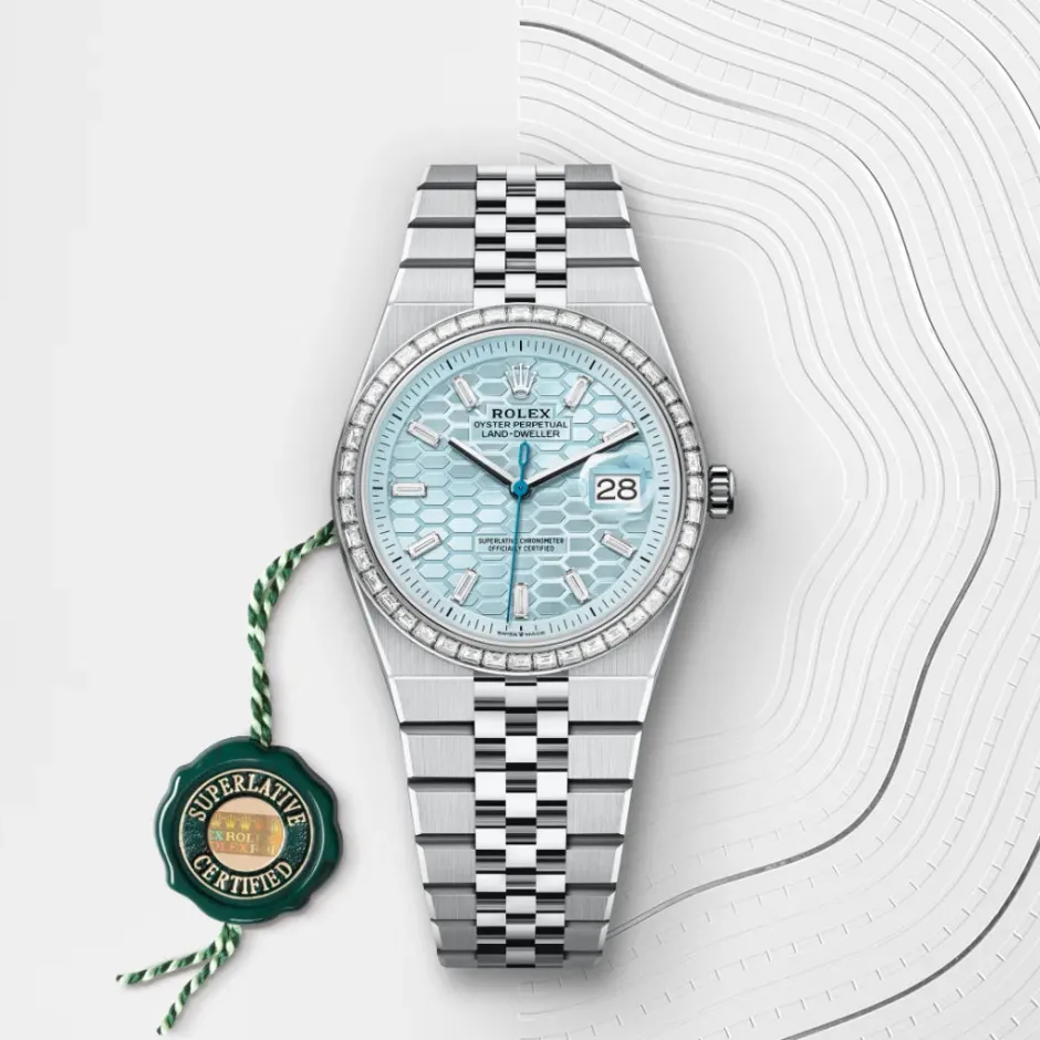 rolex Land-Dweller 36 Oyster, 36 mm, platinum and diamonds M127286TBR-0001
