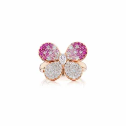 Zadok Collection Rose Gold Pink Sapphire And Diamond Butterfly Ring Fashion Ring