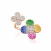 Zadok Collection Rose Gold Sapphire And Diamond Flower Ring Fashion Ring