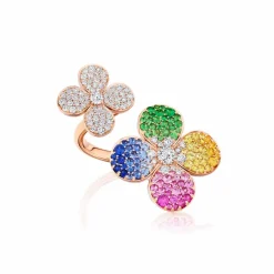 Zadok Collection Rose Gold Sapphire And Diamond Flower Ring Fashion Ring