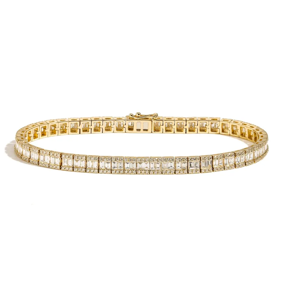 Zadok Collection 3 Row Baguette and Round Diamond Tennis Bracelet