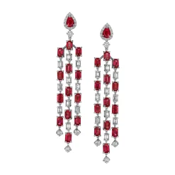 Zadok Collection Ruby And Diamond Earrings