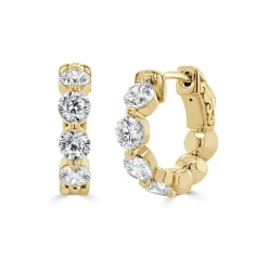 Zadok Collection Shared Prong Huggie 0.5mm Diamond Earrings