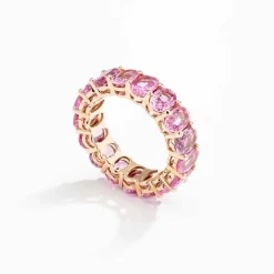 Zadok Collection Shared Prong Oval Pink Sapphire Eternity Ring