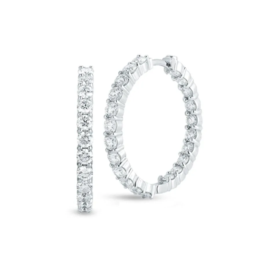 Roberto Coin Small Inside Outside Diamond Hoop Earrings