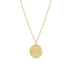 Zoe Chicco Small LOVED With Diamond Disc Pendant Necklace