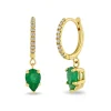 Zoe Chicco Small Pave Diamond Hinge Huggie Hoops With Pear Emeralds