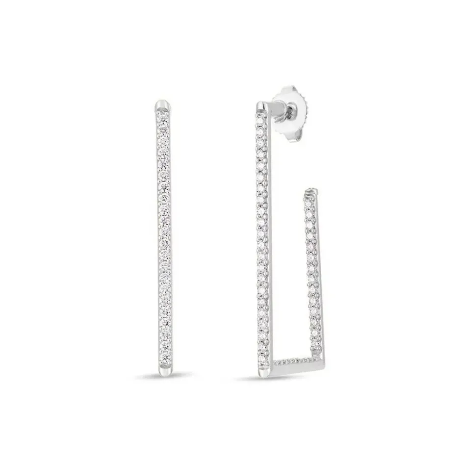 Roberto Coin Small Rectangular Diamond Earrings