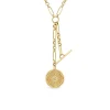 Zoe Chicco Small Sunbeam Medallion & Toggle Paperclip Rolo Chain Pendant