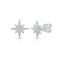 Zadok Collection Star Burst Pave Stud Diamond Earrings
