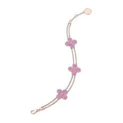 Zadok Collection 6 Station Flower Pave Pink Sapphire And Diamond Bracelet