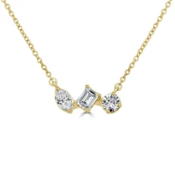 Zadok Collection 3 Stone Diamond Necklace