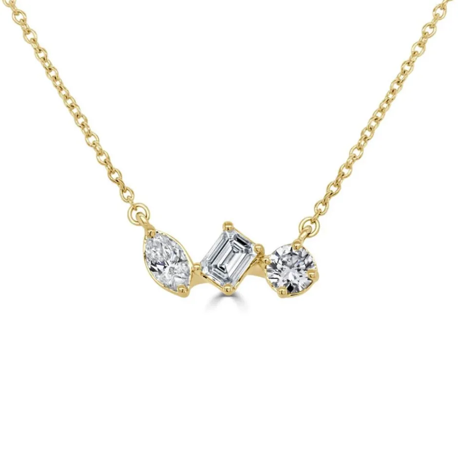 Zadok Collection 3 Stone Diamond Necklace
