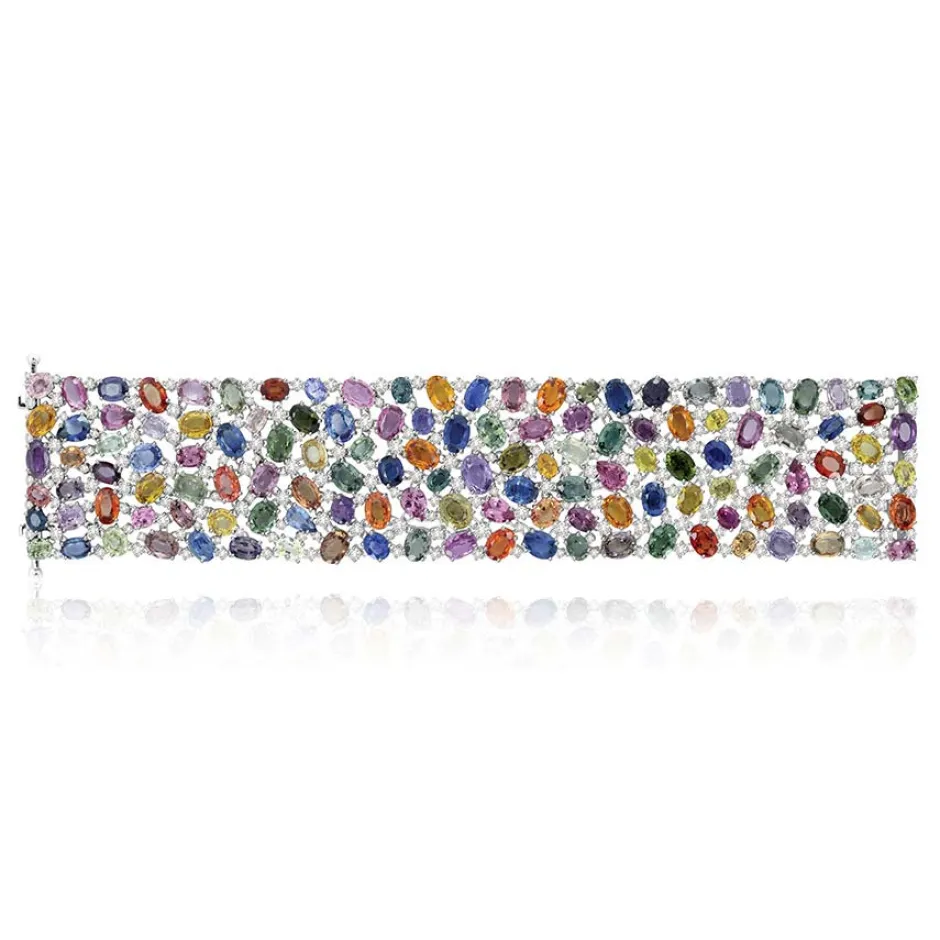 Sutra 18k White Gold Sapphire Bracelet SJBR434
