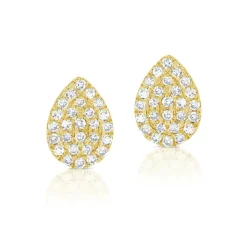 Zadok Collection Teardrop Pave Stud Diamond Earrings