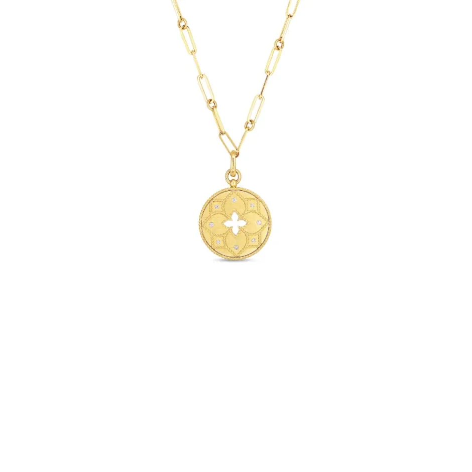 Roberto Coin Venetian Princess Satin Flower Medallion Necklace