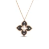 Roberto Coin Venetian Princess Small Gray Titanium And Diamond Flower Necklace