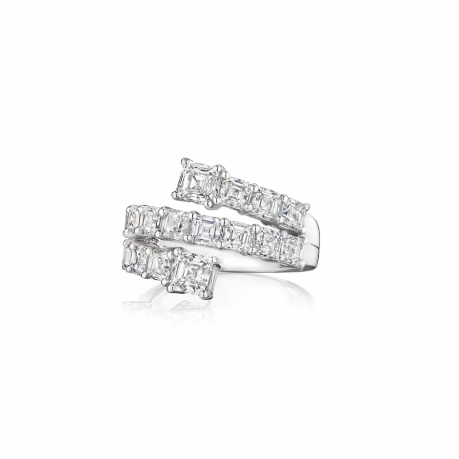 Zadok Collection White Gold 3 Row Bypass Ring With 2.80ctw Diamonds Fashion Ring