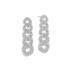 Zadok Collection White Gold Dangle With 1.62ctw Pave Diamonds Earrings
