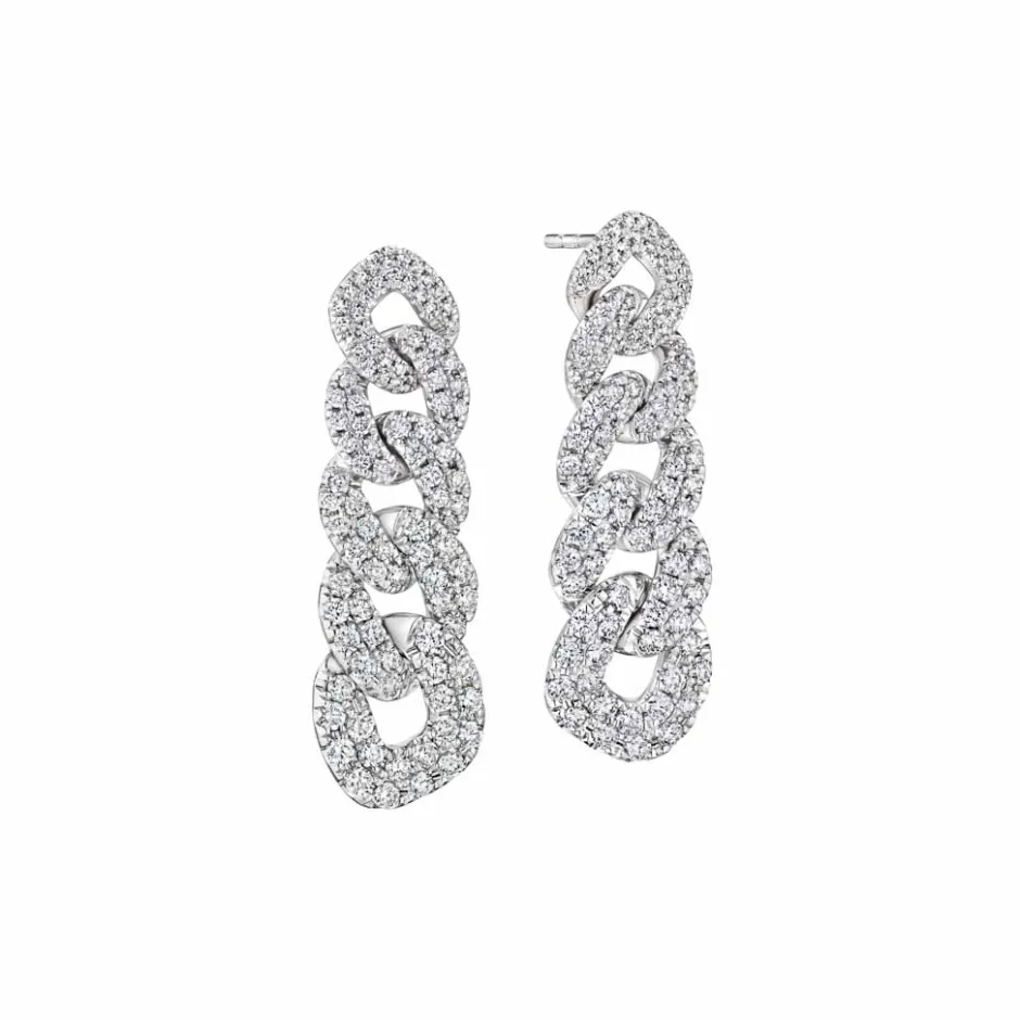 Zadok Collection White Gold Dangle With 1.62ctw Pave Diamonds Earrings