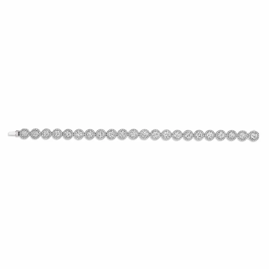 Zadok Collection White Gold Diamond Tennis With Halo Bracelet