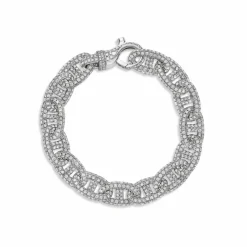 Zadok Collection White Gold Link With 24.35ctw Pave Diamonds Bracelet