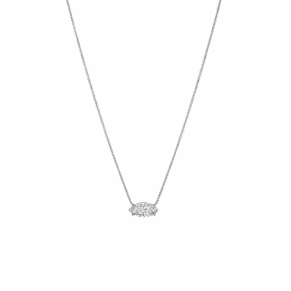 Zadok Privé White Gold Necklace With 2ct Marquise Diamond Pendant